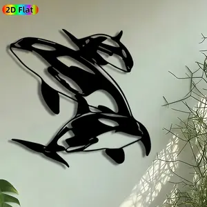 1pc Orca Pod Metal Wall Art, Jumping Orcas Statue Mural, Artistic Metalwork, Intricate Craftsmanship, Perfect for Housewarming, Anniversary Decor, Perfect for Living Room Patio Wall Beach House Decor, Ideal Gift for Marine Life Enthusiasts.