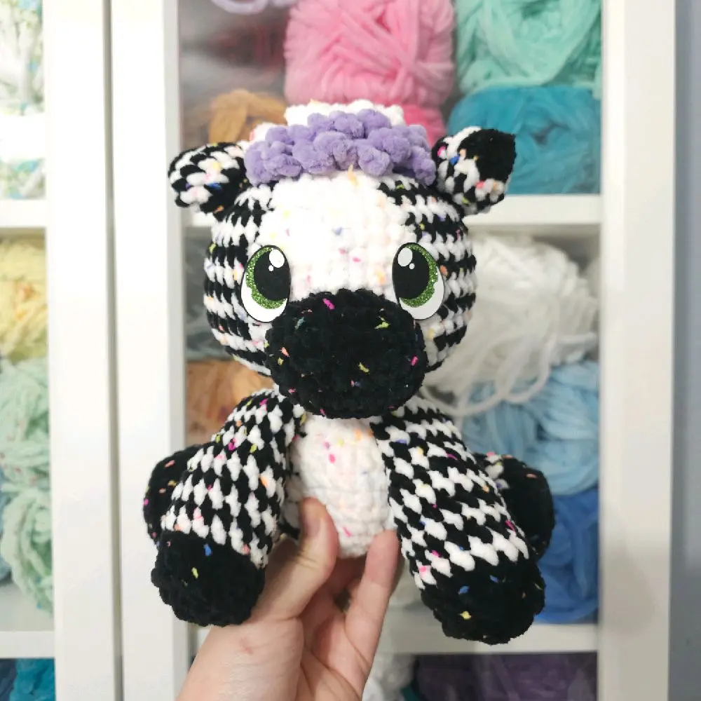 Crochet Rainbow Style Zebra Plushie