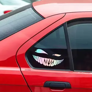 Reflective Car Stickers with Playful Smiley Face Design, Waterproof Vinyl Stickers for Fun Car and Motorcycle Decoration, UV Resistant