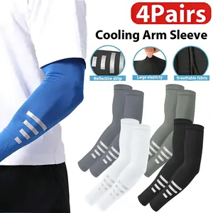 4 Paia Manicotti Braccio Raffreddanti con Protezione Solare UV UPF 50+ | CiclismoTok OutdoorTok EstateTok Traspiranti Elastici Unisex con Strisce Riflettenti | per Ciclismo Corsa Notturna Trekking Escursionismo Estivi Arm Warmers Uv Arm Sleeves