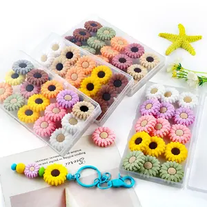 Silicone Flower Beads, 15pcs/box 30mm Silicone Beads, DIY Jewelry Making Accessories for Handmade Keychain, DIY Jewelry Making Supplies, Beading Making