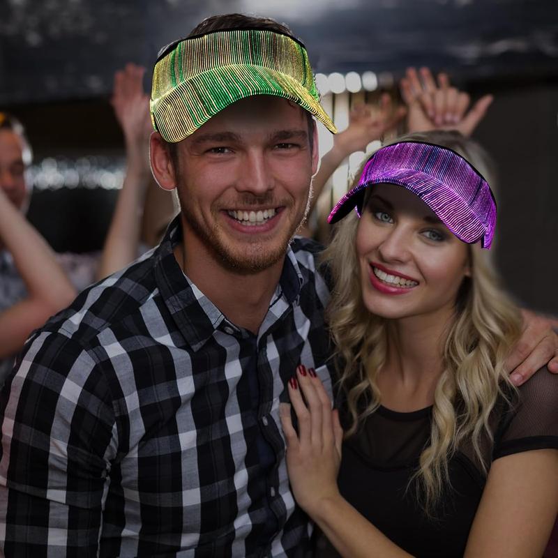 LED Hat, Sun Visor Hat Light Up Cap with 7 Colors for Women Unisex with Elastic Fit Running Tennis Golf Visors (Black)