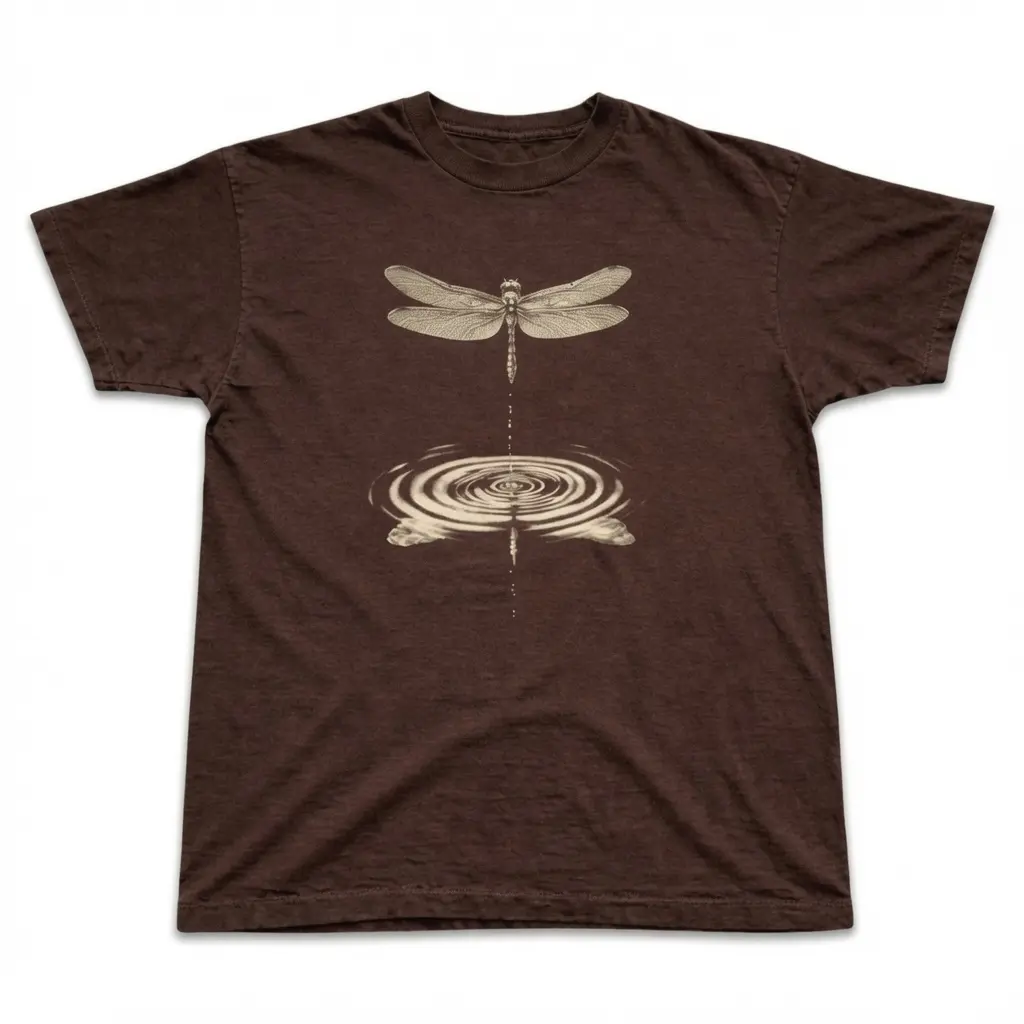 Dragonfly & Water Ripple Illustration T-Shirt, Graphic Vintage Unisex T-Shirt, Y2k Unisex Graphic Tees Gothic Grunge Emo Scene Amity Affliction Style Clothes