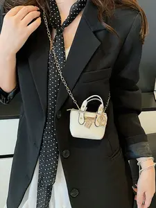 Elegant Metal Chain Decor Shoulder Crossbody Bag, Fashion Rhombic Design, Perfect Daily Use, New Handheld Small Square Bag