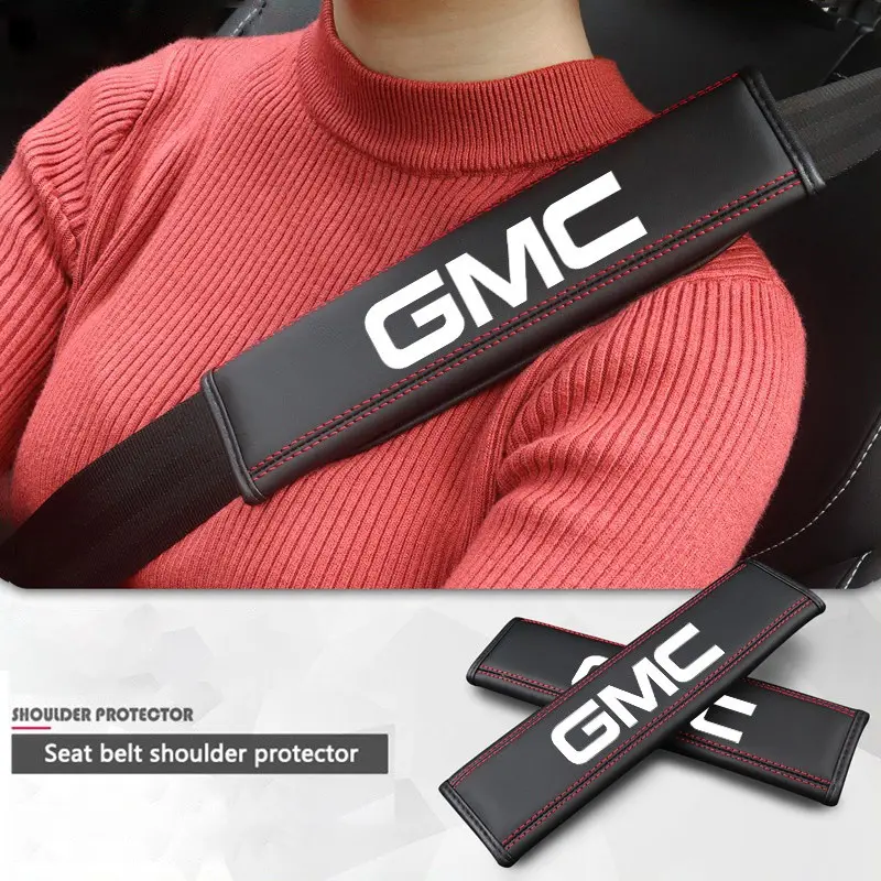2pcs PU Leather Car Seat Belt Cover Shoulder Protection Pad Car Interior Accessory for GMC Acadia Tahoe Yukon Suburban Silverado Sierra Terrain, Car Accessories