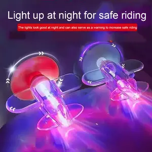 Wind Power Led Lights Propeller Airplane Motorcycle Bicycle Handlebar Car Decoration, Car Ornaments,Mini Bike Accessories and Decorations