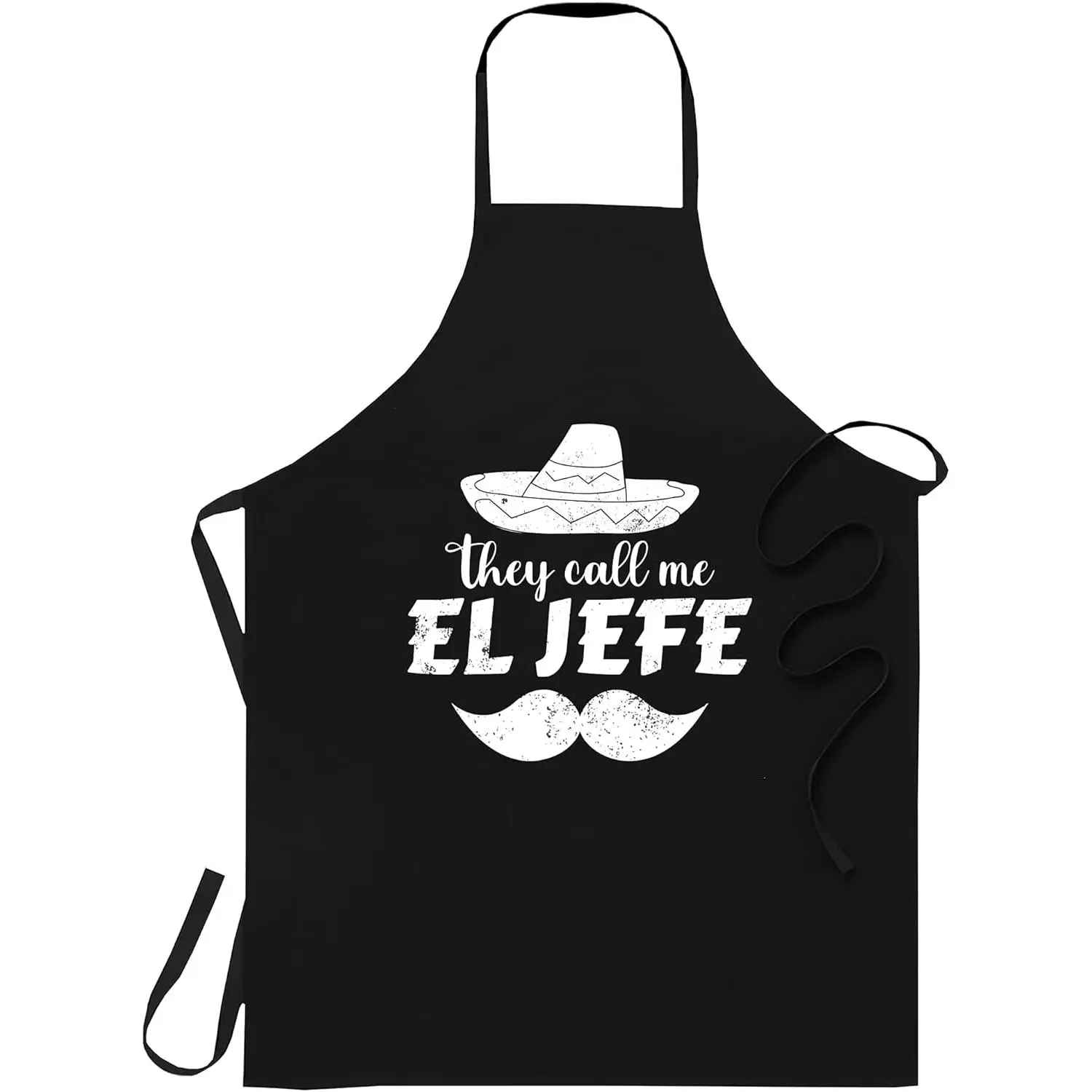 【summervibes】funny mexican boss chef gift y call me el jefe Apron - Black Cooking Workwear Gift Aprons - One size fits all for Women Men