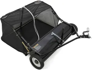 48-Inch Tow-Behind Lawn Sweeper, Heavy-Duty Large-Capacity Leaf & Grass Collector with Adjustable Sweeping Height, Dumping Rope Design for Debris Pickup