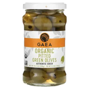 Gaea Organic Pitted Green Olives, 10.2 oz (290 g)