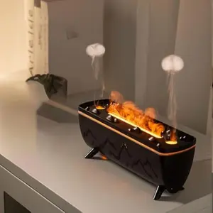 Flame Fire Diffuser Humidifier 330ml with 3 Color-Changing LED Lights & 2 Mist Modes Ultra-Quiet Aromatherapy Essential Oil Diffuser for Bedroom Office