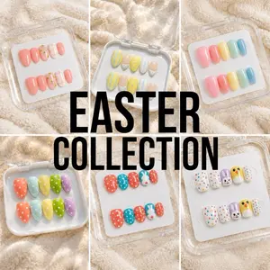 Press On Nails Easter Collection - Handmade Craftsmanship, Reusable, Custom Sizes, Perfect for Special Occasions & Everyday Look, Includes Nail Glue, File, Cuticle Pusher, Alcohol Prep Pad
