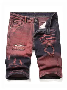 Men's Ripped Denim Shorts Distressed Slim Fit Jean Shorts for Men Casual Straight Fit Summer Ripped Shorts