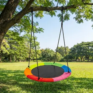 Rainbow Round Swing Set 600lb Weight Capacity Anti-tip Outdoor Play for Kids