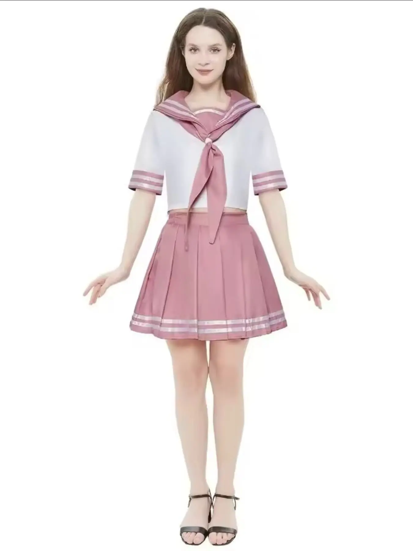 Anime Adult Astolfo Cosplay Dress, Japanese Student Sailor Jk Uniform, Slim-Fitting Solid Pattern, All Seasons Game Costume, Womenswear, Clothes, Accessories