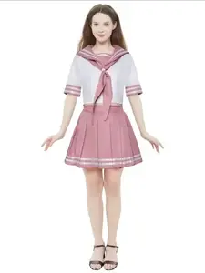 Anime Adult Astolfo Cosplay Dress, Japanese Student Sailor Jk Uniform, Slim-Fitting Solid Pattern, All Seasons Game Costume
