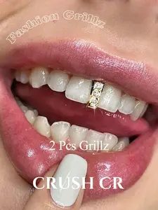 CRUSH CR 1pc/2pcs I Letter Tooth Cap Grillz, Teeth Cover Girls – 18K Gold Plated Copper with CZ, Stackable Hip-Hop Jewelry for Black Women, Girls & Men, Perfect for Date Night, Festivals, Couple Gifts & Y2K K-Pop Style, Tooth Gem