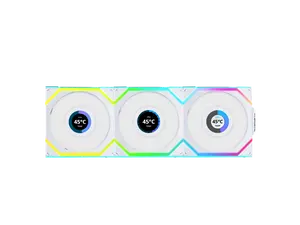 Lian Li UNI Fan SL LCD Wireless (Reverse Blade) 120mm ARGB Fan - Triple Pack - 1.6" LCD Display - 2.4 GHz Wireless Signal for RGB & Fan Control - Controller Included & Required - White(12RSLLCD1W3W)