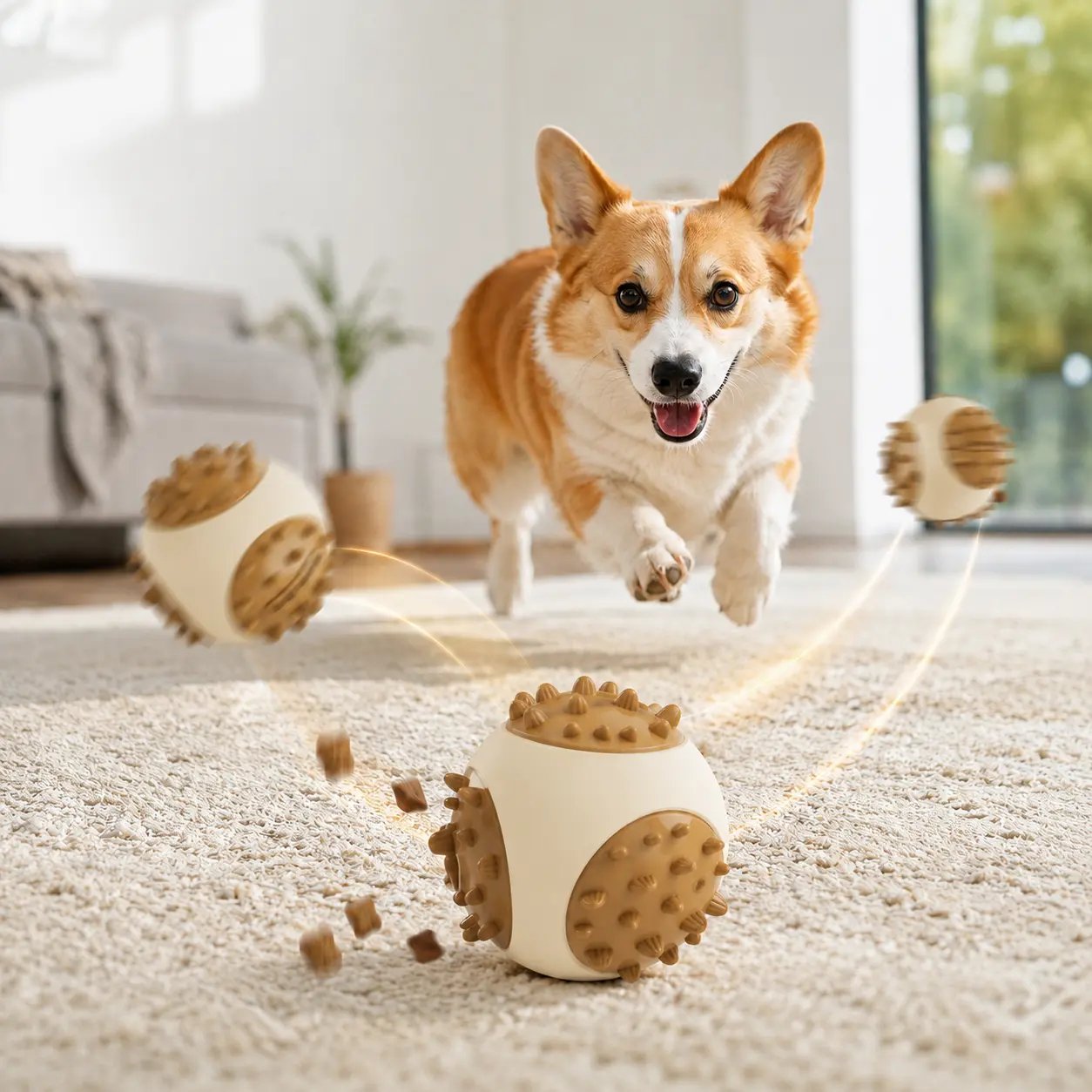Interactive Dog Toy and Treat Ball – Multifunctional Feeder, Teething Treat Holder, and Slow Feeder – Suitable for Dogs of All Breeds and Sizes