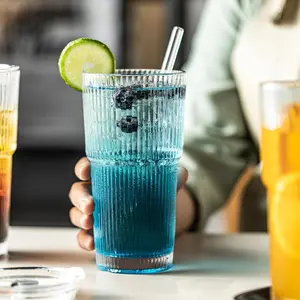 8 Ribbed Glass Cups With 8 Lids 8 Straight Straws 2 Brushes And 4 Unribbed Glass Cups 4 Straws 4 Wooden 4 Plastic Lids 2 Brushes 1 Cup Brush Multi Set Glass Drinkware Combo For Iced Beverages