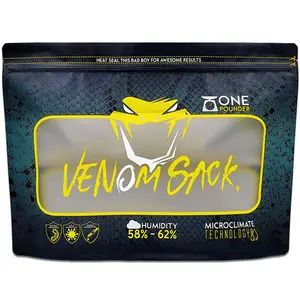 Venom Sack 5 Pcs/Pack One Pound LB Storage Cultivation Curing Terp Bags Stand-Up Pouches | 58%-62% Humidity Control Odor & Smell Proof | Heat Sealable Reusable Food Packaging