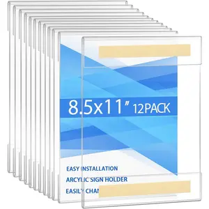 8.5 x 11  Sign Holder Wall Mount ,Wall Sign Menu Paper Holder with Double Side Tape Adhesive for , Office, Store, Restaurant (12 Pack)