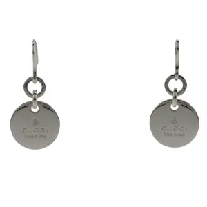 Pre-owned GUCCI Sterling Silver 925 (Ag925) Small Leather Goods Trademark Logo Silver 925 Earrings