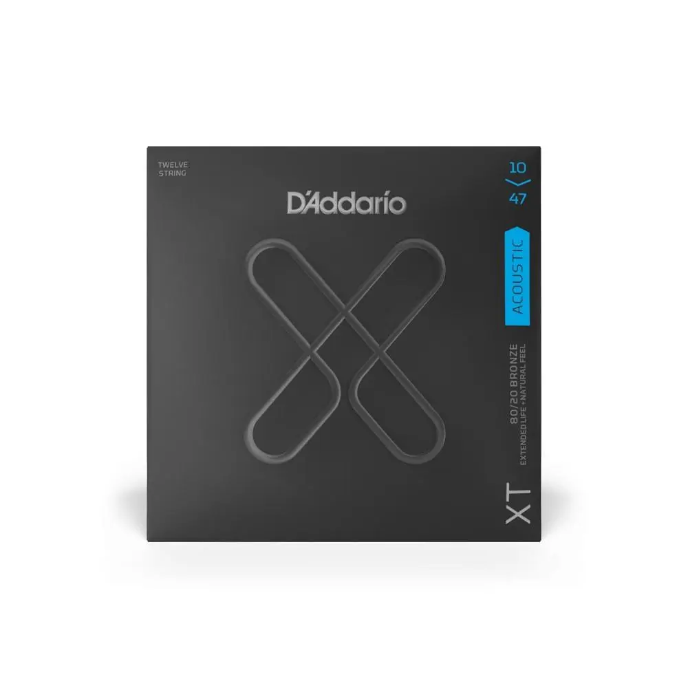 D'Addario XT Acoustic Guitar Strings - 80/20 Bronze Wrap Wire, 10-47 Light Gauge, XT Coating, Increased Lifespan, Maintain Pitch Better, Bold Tone, Fusion Twist Technology, Advanced Corrosion Resistance