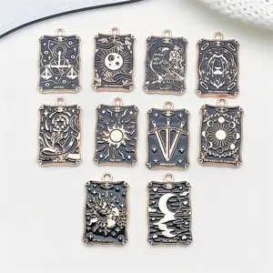 20 Pieces Tarot Card Themed Halloween Gothic Witch Jewelry Enamel Charms, Moon and Sun Design for DIY Jewelry Making, Earrings Bracelets Necklaces Craft