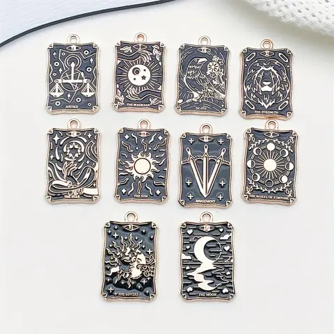 20 Pieces Tarot Card Themed Halloween Gothic Witch Jewelry Enamel Charms DIY Pendants, Moon and Sun Design for DIY Jewelry Making, Earrings Bracelets Necklaces Craft DIY Jewelry Accessories