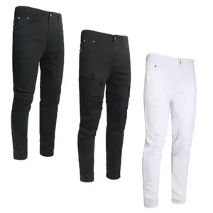 JUNBAOSS Men's 3-Pack High-Stretch Non-Baggy Skinny Jeans Set - Ripped Distressed Slim Fit Tapered Leg Plain Denim Pants with Flex Waist, Dark-Colored Clothes & Trousers for Casual Streetwear