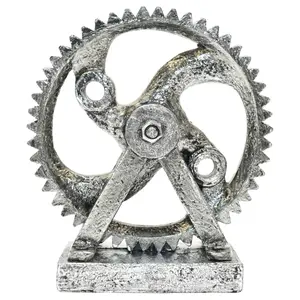 212 MAIN Adam&Friends Themed Resin Calera Gear Sculpture - 1-Piece Antique Pewter Home Decor Ornaments, Whimsical Conversation Piece, Ideal Gift for Home Supplies
