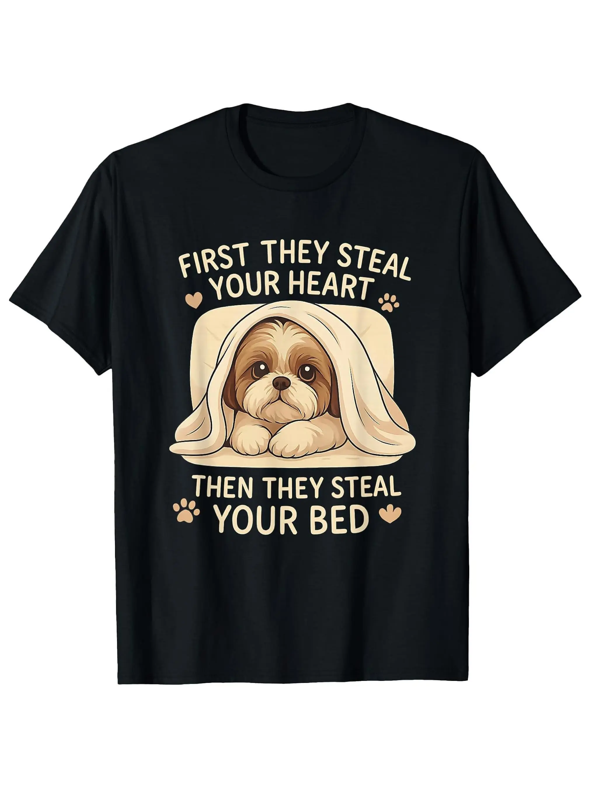 1pc Men's Funny Shih Tzu T-Shirt - _First They Ste