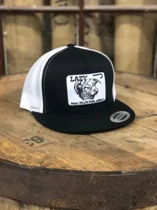 Lazy J Ranch Wear Unisex Black & White 4" Cattle Headquarters Mesh Back Snapback Hats
