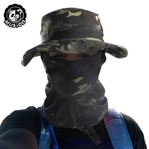 Musion Boonie Balaclava Hat and Mask Set, Wide Brim UV Protection Fishing Cap, Foldable Outdoor Breathable Fisherman Hat