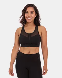 Handful Closer Sports Bra - Women's Zipper Front Activewear with High Impact Support