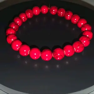 Genuine Red Carnelian Bracelet - Red Beads, Natural Color, Elegant Design