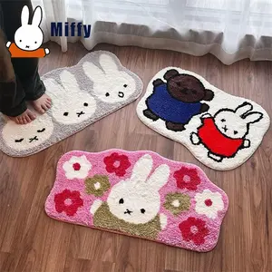 Kawaii Miffy Rabbit Plush Bath Mat Non Slip Absorbent Thick Machine Washable Soft Cozy Floor Decor Gift For Girls