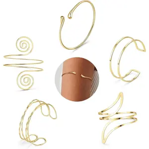 5 count Arm Cuff Upper Arm Band Cuff Bracelets for Women Adjustable Armband Set