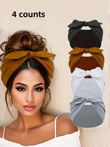 4 Pcs Elegant Paisley Bow Hair Bands Set, Loose Elastic Headbands for Sports, Outdoor Activities, Daily Wear, All Seasons Hair Accessories, Athletic Headbands