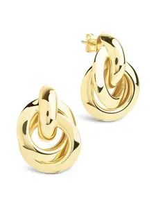 Sterling Forever 14K Gold Plated Ashton Layered Door Knocker Stud Earrings for Women – Polished Statement Oval Studs – Bold Fashion Jewelry