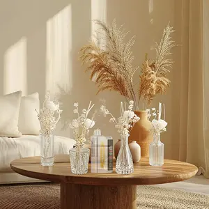 Foger Pro Reed Diffuser Set, Reed Diffuser Bottle Empty Refillable Fragrance Glass Diffuser Bottles, Flower Diffusers for Home Bathroom and Bedroom Decor