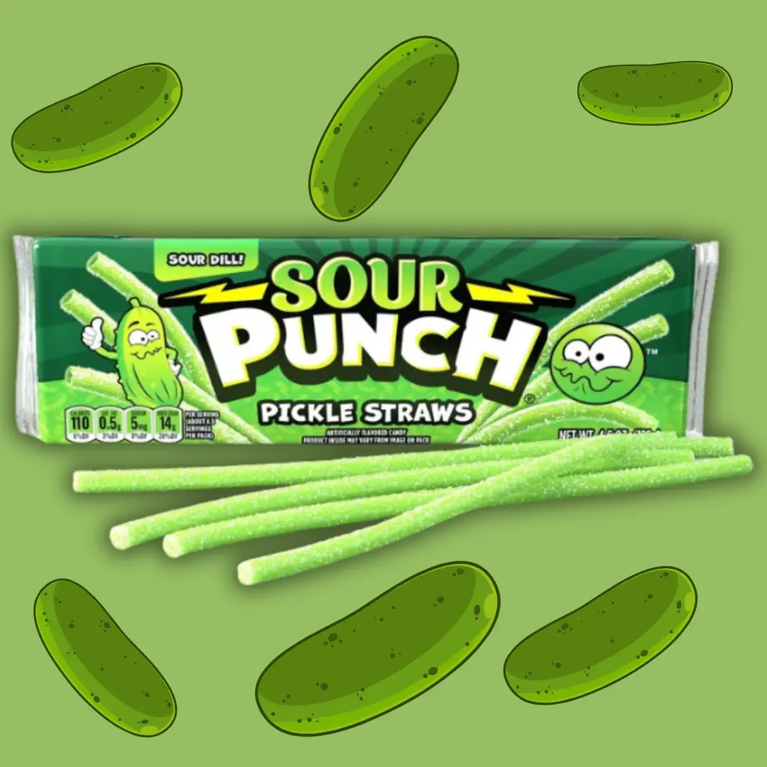 Sour Punch: PICKLE STRAW TRAY 4.5 0Z Sour Punch: PICKLE STRAW TRAY 4.5 0Z