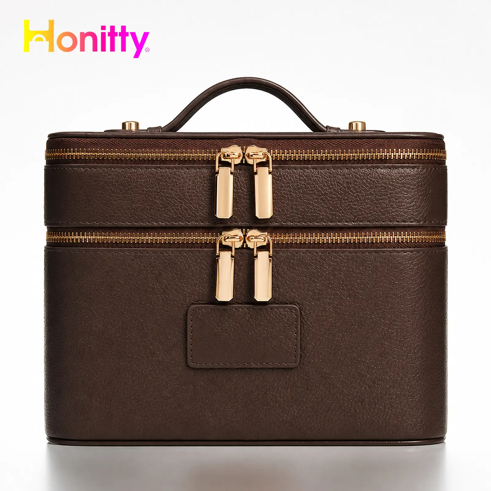 HONITTY Dual Vanity Case - Leakproof Travel Makeup Bag Organizer with Removable Divider, Portable Slip-On Zipper-Closure Compact Cosmetic Bag for Party, Holiday