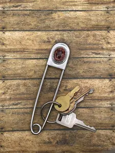 Frankie-Jumbo Safety Pin Keychain with Mexican Fire Opal