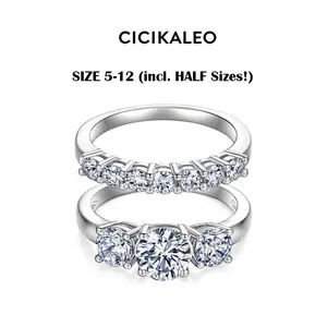 CICIKALEO 1CT Trilogy Moissanite 3-Stone Ring Set Classic for Women Wedding Set D VVS1 Stackable Band 18K Gold Plated Lab-Created Hypoallergenic Engagement Promise Anniversary Gift Fine Formerly  CICI GEMS R1