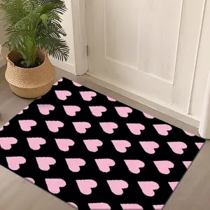 Heart Pattern Flannel Rug, Home Decor Carpet, Living Room Large Mat, Sofa Pad, Door Mat, Coffee Table Mat, Bedroom Bedside Mat