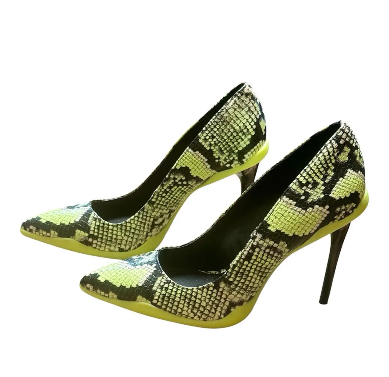Jessica Simpson Snakeskin Neon Green Stiletto Heels Sz 7M