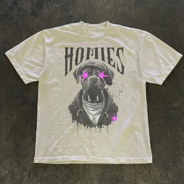Homies Rottweiler Dog Graphic Tee, Hip Hop Doberman Graphic T Shirt, Vintage 90s Rap Tee Aesthetic