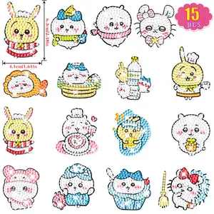 15pcs Diamond Painting DIY Cartoon Animal Rabbit Mosaic Stickers Set, Creative Craft Kit for Kids and Adults, Fun Art Gift for All Ages