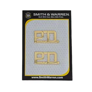 Smith & Warren 1/2" P.D. Letter Brass Collar Insignia, Gold Finish Police Uniform Pin for DIY Badge Making